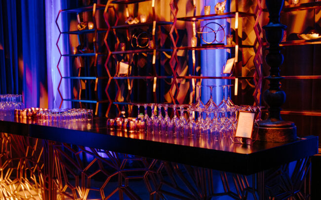 Bar design at an after party for a wedding at The Geraghty